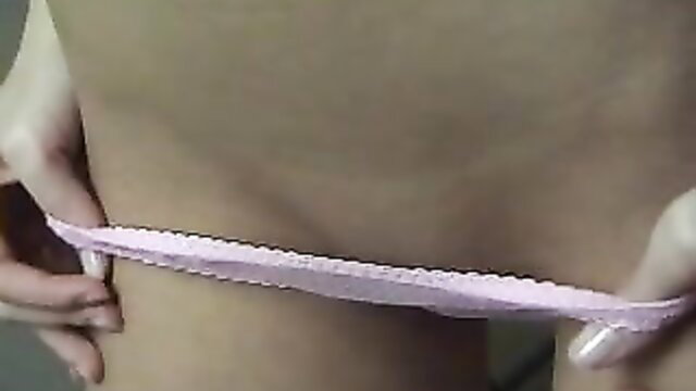 Kari Sweets pulls pink panties aside, teasing pussy closeup