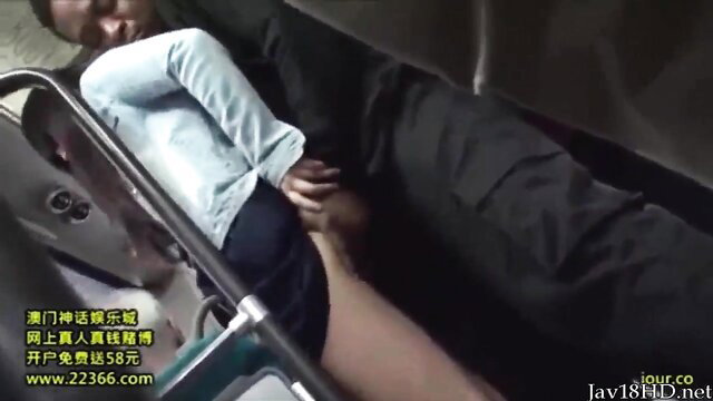 Japanese JAV teen in car blowjob, sucking cock under dashboard