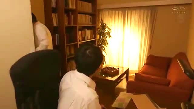 JAV bully classmate with stepmom in home study room scene