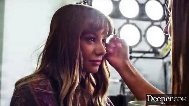 Naomi Swann makeup closeup at photoshoot, Ashley Lane