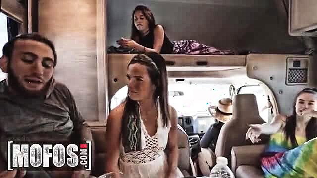 Lila Lovely with friends in Mofos RV group tease