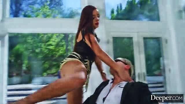 Vanna Bardot dominates Anton Harden in lingerie femdom scene
