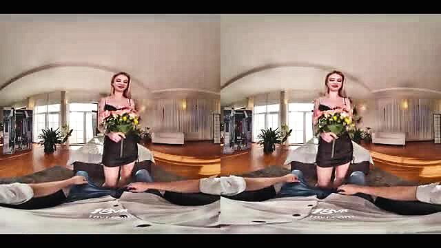 Sladyen Skaya and Dominno in 18VR VR facesitting with flowers