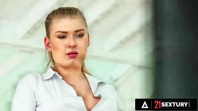 Alyssa Bounty in white blouse, sexy office look, 21 Sextury
