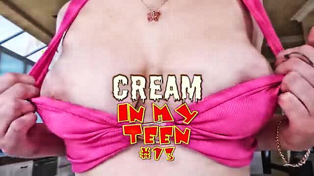 Gia Dibella pulls pink top, massive teen tits exposed, Cream in My Teen #173