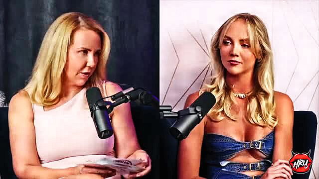 Angel Wicky blonde MILF boss interviews Charlie Dean in office podcast