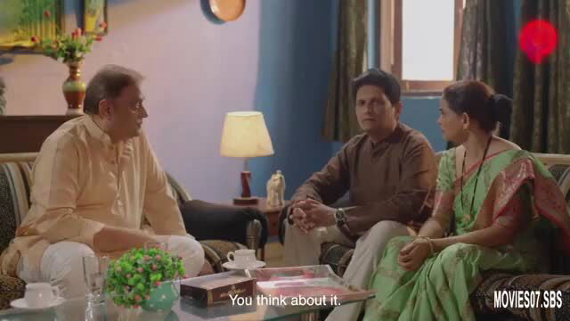 Indian family talks: old man, son, aroused MILF in saree