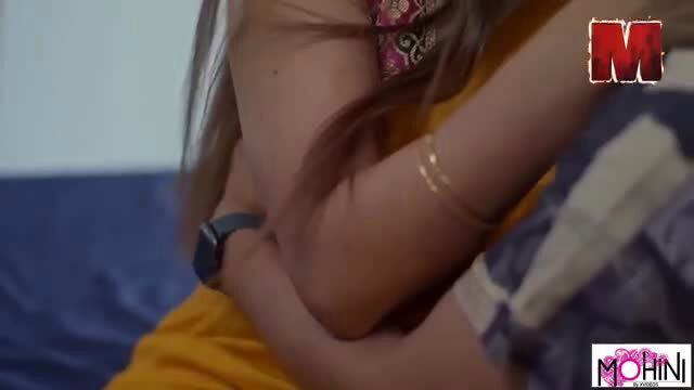 Perverted Indian MILF Mohini in yellow saree erotic embrace