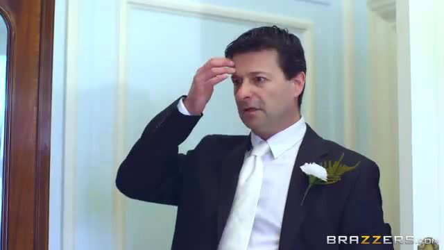 Simony Diamond in tuxedo hand on forehead wedding cheat scene