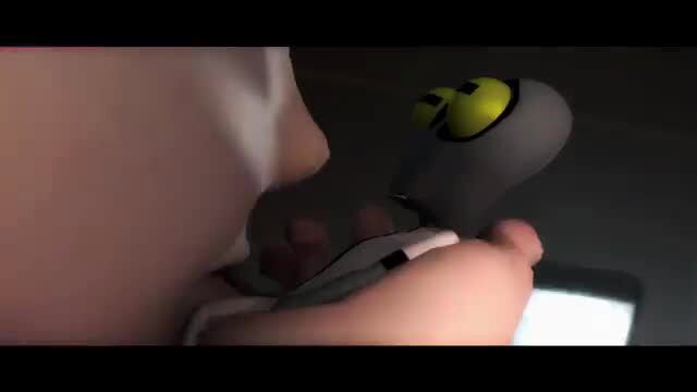 Gwen from Ben 10 sucking veiny alien dildo closeup