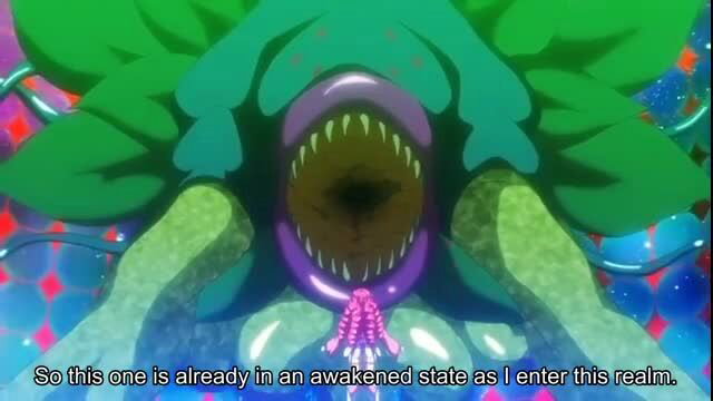 Majuu Jouka Shoujo Utea vol.2 hentai girl devoured by giant green tentacle monster mouth