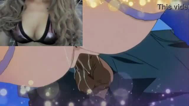 Anime girl with huge tits gives paizuri to guy in shiny bikini
