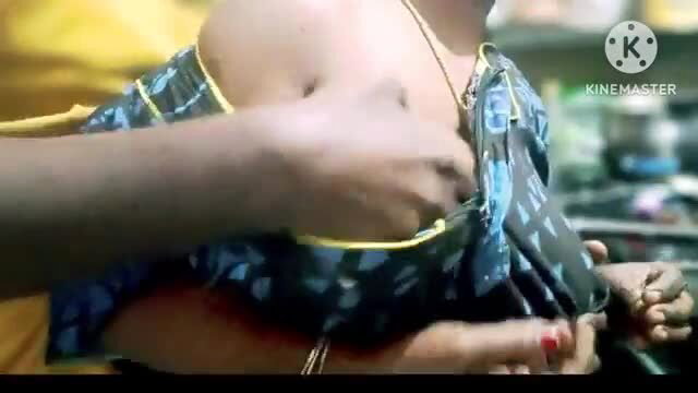 Indian sister-in-law cleavage tease in saree blouse, hand groping tits closeup
