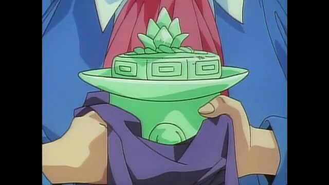 Lady Blue in anime hentai holding green lotus chalice ritual