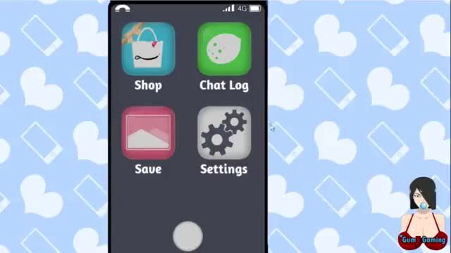 Anime step-sis in bra on phone UI, adult game thumbnail