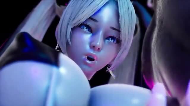 Stunning 3D anime girl with huge tits worships massive monster cock closeup