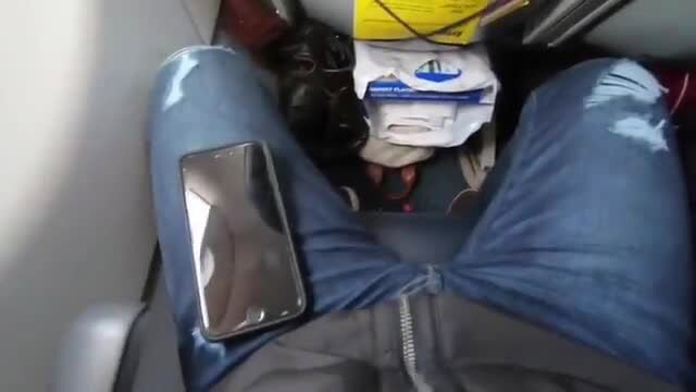 Lexi Aaane's crotch POV on airplane in public handjob tease