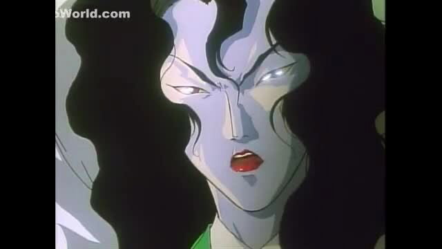 Lady Blue intense anime hentai villainess closeup glare