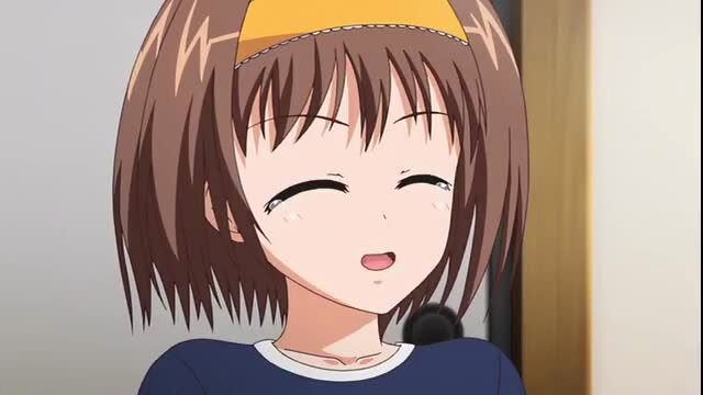 Cute anime girl Futaba from Fukubiki! Triangle with teary happy eyes and headband