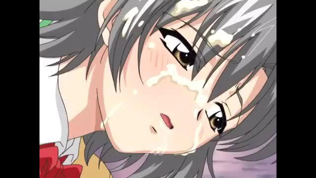 Anime hentai girl with cum on face, bukkake closeup from Sextra Credit ep. 1