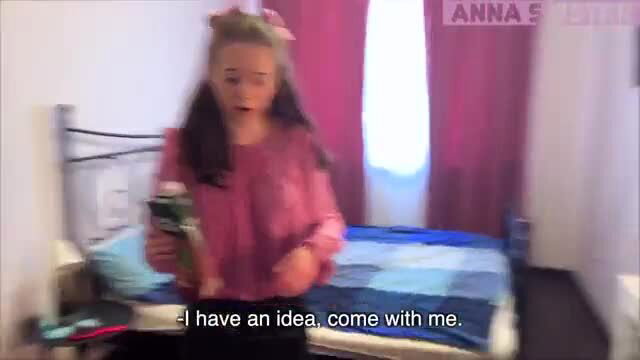 Young teen girl in pink sweater excitedly invites for surprise family roleplay BJ fuck