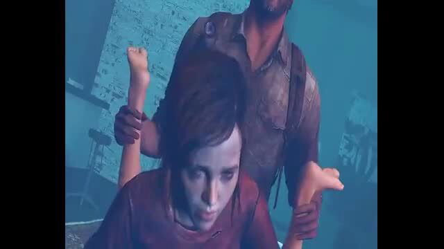 Ellie from The Last of Us held and groped by man, lifted legs spread