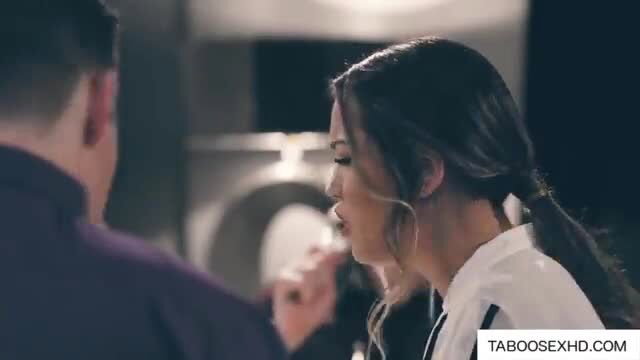 Asian teen in white shirt sucks dick closeup from POV