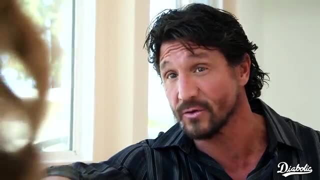 Stud with dark wavy hair in intense close-up from Melissa's Mouthful of Stud