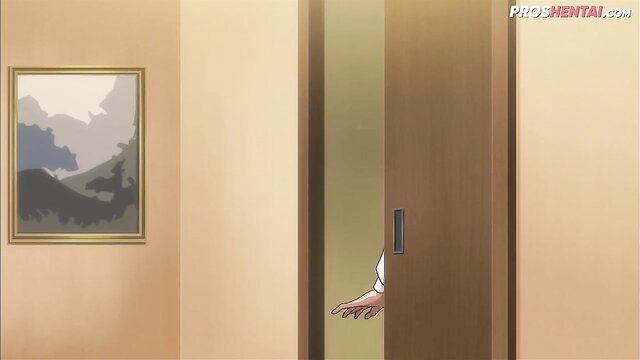 Anime hentai girl peeking through door, uncensored brother sis tease