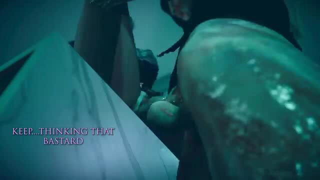 Busty woman in lingerie glares down at massive cumshot load dripping on her thighs POV