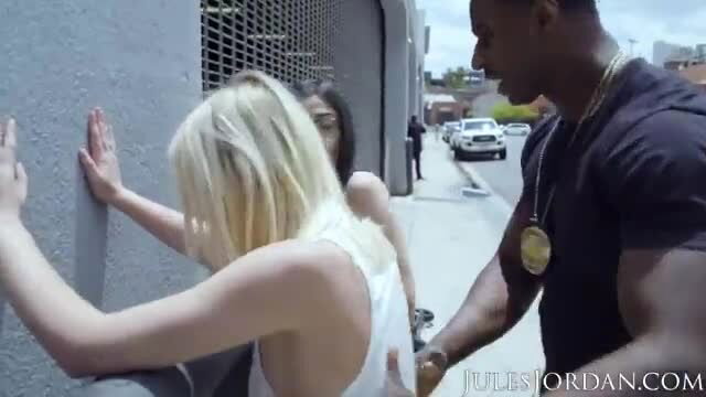 Blonde Natalia Princess pressed against wall by black stud, Blacked