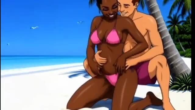 Princess Jasmine pregnant ebony hentai beach sex with lover rubbing belly