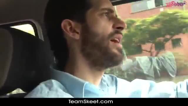 Colombian guy talking passionately in car, tit flashing hotel fuck