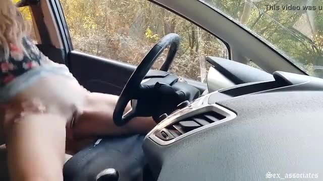 Blonde teen flashing tits driving car in public amateur tease