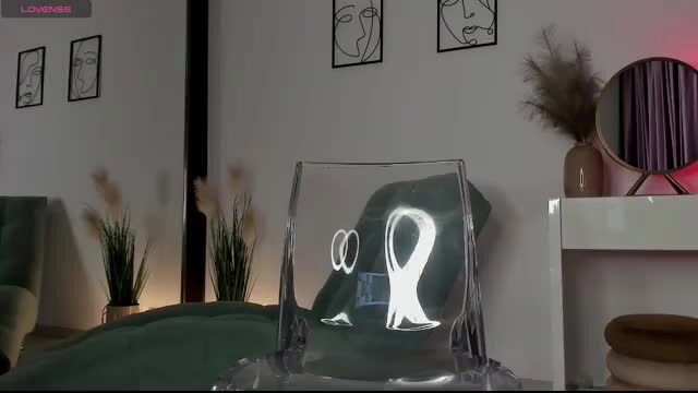 Sonia ESD sexy poses by glass sculpture in erotic room setup