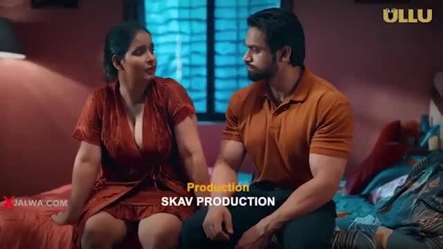 Chatur Devrani Hot Web Series: Desi couple in deep cleavage red dress on bed
