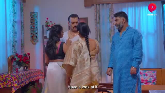 Indian family group in sarees teasing blouse lift softcore scene