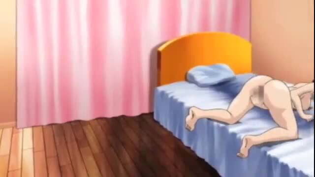 Anime hentai girl in doggystyle pose on bed, nude ass up pussy visible