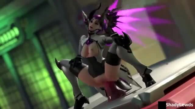 Sexy Overwatch Mercy demon skin solo 3D hentai pose, lingerie & stockings