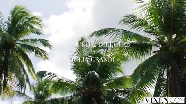 Vixi Rafi & Melanie Marie under palm trees, Vixen branded adult video