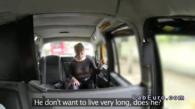 Blonde in see-through top sits in cab, teases anal ride