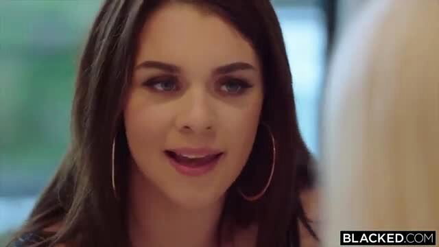 Gabbie Carter with hoop earrings in Blacked threesome