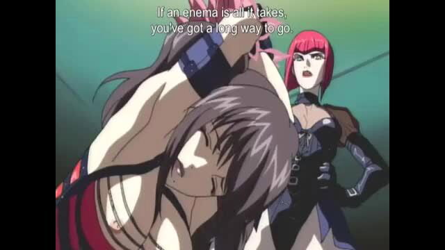 Anime girls in lesbian bondage: restrained brunette dominated by redhead