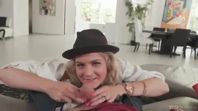 Lisey Sweet blonde POV deepthroat blowjob in hat and shirt