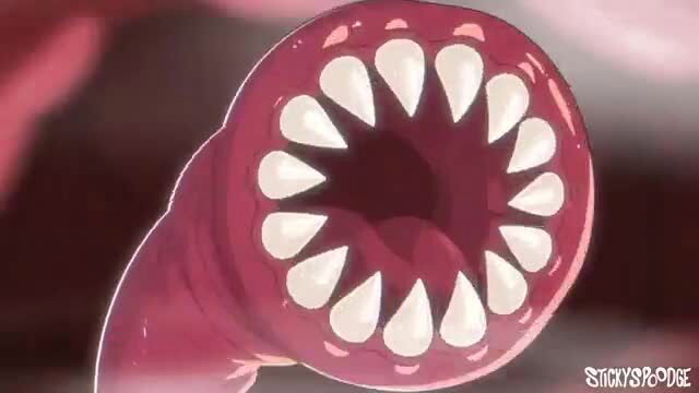 Tentacle monster maw with sharp teeth in hentai Tenta time vol.1 ep1