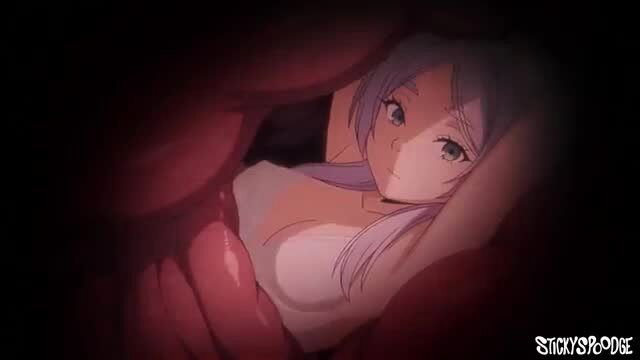 Anime girl with purple hair inside giant pussy, vore fetish closeup