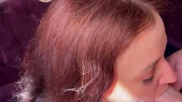 Closeup redhead milf face in ecstasy as man licks her wet pussy