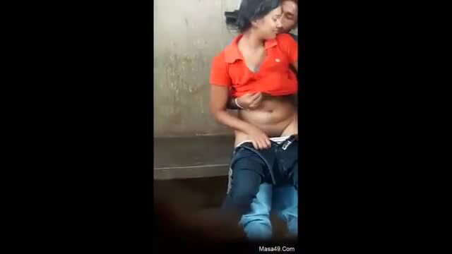 Nepali couple outdoor romance, hot chick in orange top pants pulled down getting fucked