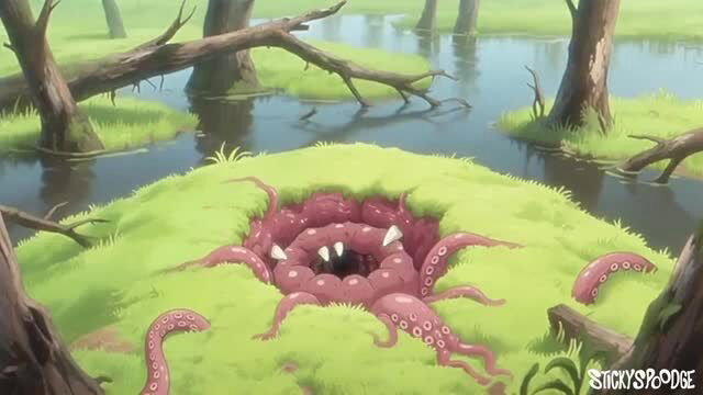 StickySpoodge Tenta Time vol.1 ep1: Giant pink tentacle monster emerging from swamp mound