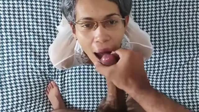 Calvohot70 mature Asian with glasses sucks cock POV closeup
